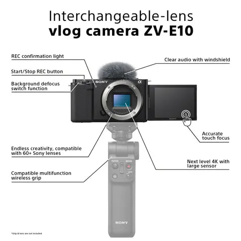 Cámara para vloggers Sony ZV-E10 + 16-50mm (ZVE10LBDI.EU)